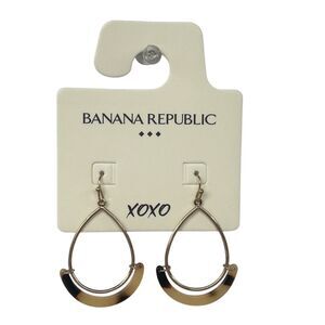 Banana Republic Gold Teardrop Tortoise Earrings Lightweight Standard OS
